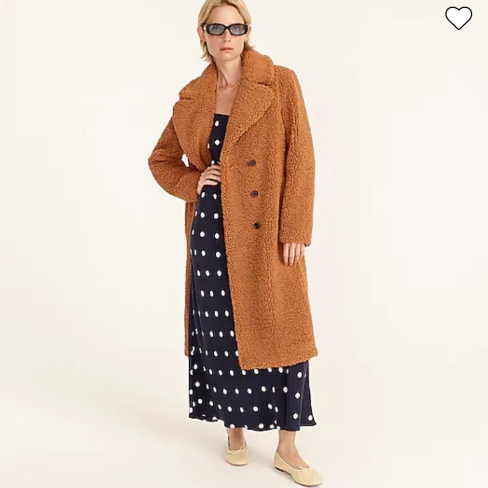 J. Crew Petite double-breasted teddy sherpa topcoat - Picture 2 of 8
